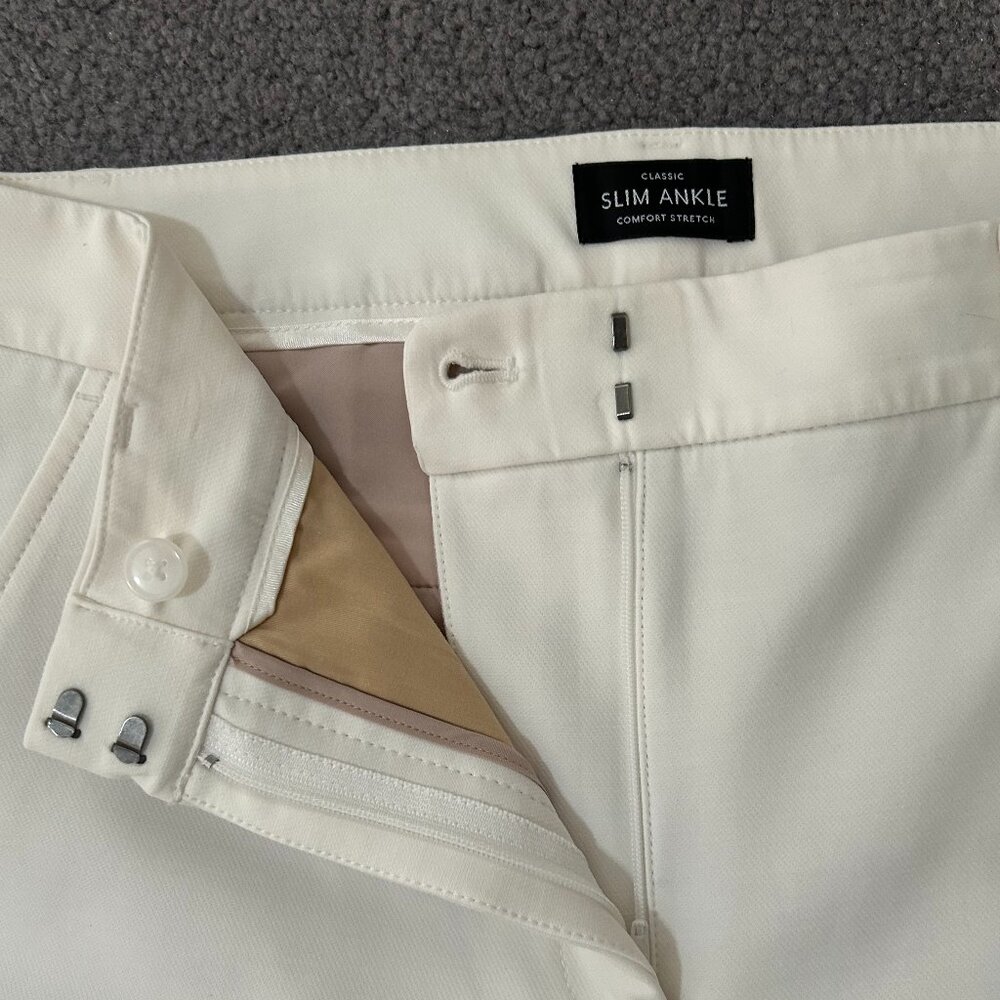 WHBM Ecru/White Comfort Stretch Classic Slim Ankle Pants Size 8 - Picture 8 of 11